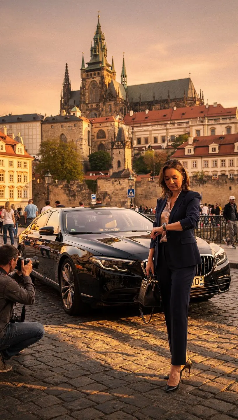 Zaměstnanec společnosti diskutující o podmínkách pronájmu vozidla.